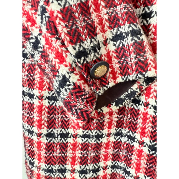 Vintage Pappagallo Size 16 Red Plaid Tweed Blazer Women's Classic Jacket - Picture 4 of 6